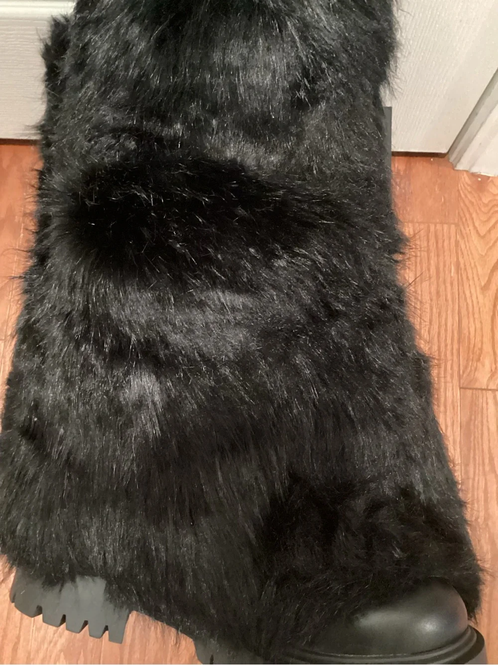 Black Faux Fur Mid-Calf Boots